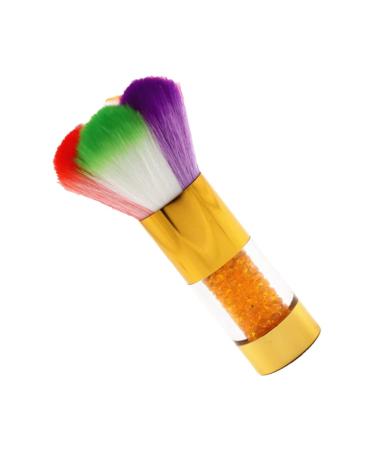 Mikinona 1pc Dust Brush Nail Art Brush Tool Nail Cleaning Gadget Powder Cleaner Nail Scrubbing Brush Manicure Supplies Powder Brush Cleaner Fake Hair Edges Acrylic Nail Brush Nylon Wool 11.5x6cm Golden