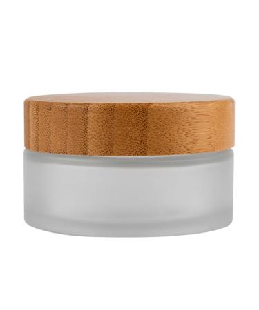 1PC 100ml/3.5oz Empty Frosted Glass Cream Jar with Wood Grain Lid Refillable Travel Makeup Cosmetic Face Lotion Cream Emulsion Container Bottle Storage Pot with Inner Linner