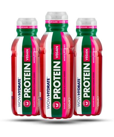 Wow Hydrate Water (Protein/Electrolyte) 12x500ml (Mixed Berries (Vegan))