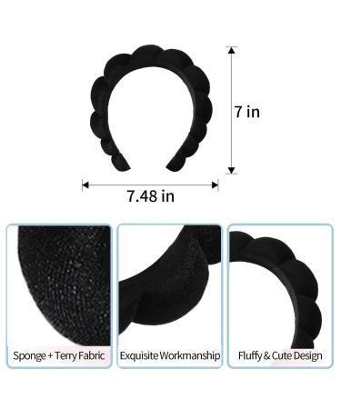 Velvet Spa Headband for Women | Puffy Headband for Skincare, Makeup & Face Mask | Soft and Comfortable - Black - Buy Online on SooperMarket.com