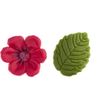 Dekora - Box of 8 Fuchsia Sugar Flowers and 5 Green Leaves - Edible Cake Toppers - Sugar Cake Decoration - Birthday Sugar Cake Decoration - Buy Online on SooperMarket.com