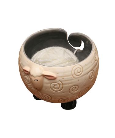WHAT ON EARTH Yarn Bowl for Crochet Large Sheep Shaped Ceramic Yarn Holder Crochet Bowl Knitting Bowl, 6 Inch Wide x 4 Inch High