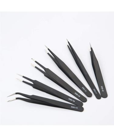 6PCS - YURROAD Multifunctional Stainless Tweezers Kit Quilling Tools for Artwork Stainless steel - 6pcs