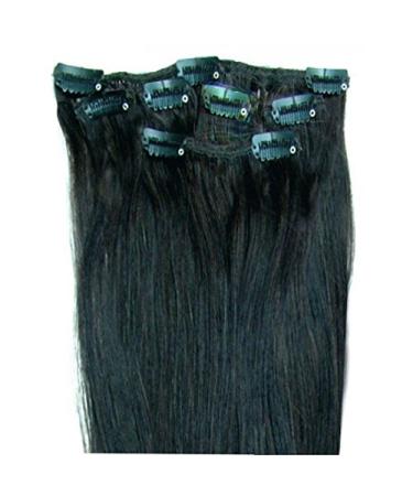 Forever Young UK Clip In Remy Human Hair Extensions Half Head Jet Black 18" Length