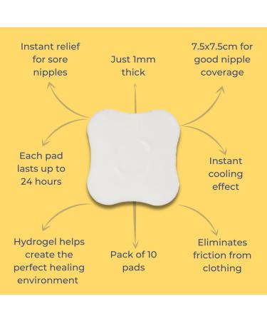 First Days Maternity Hydrogel Breast Pads - Instant Cooling Relief for Sore Nipples Soft Fabric Backing 10 Pads (7.5 cm x 7.5 cm) - Suitable for All Skin Types - Buy Online on SooperMarket.com
