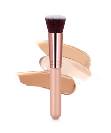 AOOWU Foundation Brush Premium Makeup Brush for Liquid Makeup Flat Top Foundation Brush Concealer Brush Multifunctional Face Brush for Liquid Cream Blending Buffing Powder Cosmetics 1 pcs - Pink gold