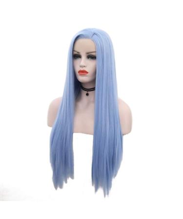 SHIYID Sky Blue Long Synthetic Lace Front Wig - Heat Resistant Silky Straight Fiber Hair for Women | Best Quality International Shipping - Buy Online on SooperMarket.com