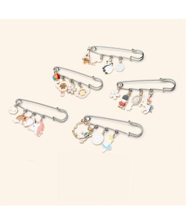 LiQunSweet 10 Pcs Iron 3-Hole Metal Brooch Safety Pins - Platinum 52mm (2 Inch) for Garment and Jewelry Making - Buy Online on SooperMarket.com