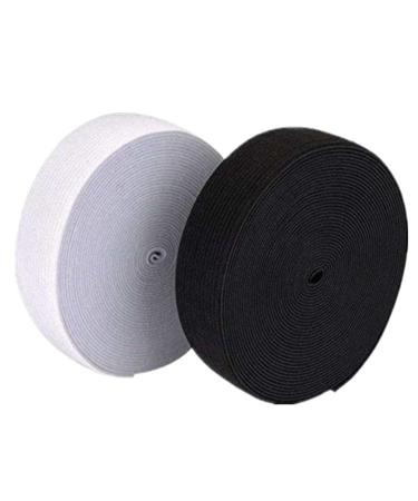 Magnoloran 2 Pack 10 Yard 1.5 Inch Wide Sewing Elastic Band Knit Elastic Spool Braided Elastic Heavy Stretch High Elasticity for Sewing Pants Waistband Wigs Skirts Craft DIY Projects (Black&White)