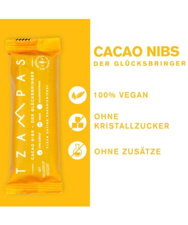 Tzampas Energierliegel Cacao NIBS - Organic Vegan Energy Bar with Raw Cocoa Nibs - 16x40g | Power Riegel for Cycling - Additive-Free & Healthy Snack - Buy Online on SooperMarket.com