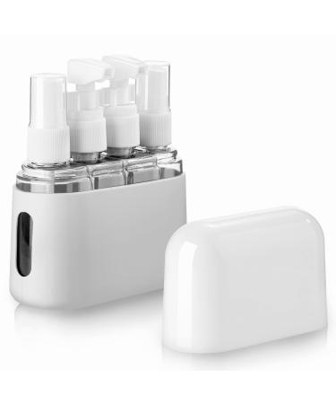 Madenia travel bottles set toilet items 50 ml clear air travel containers 4 pieces of liquid container for cosmetics with label and storage box gray