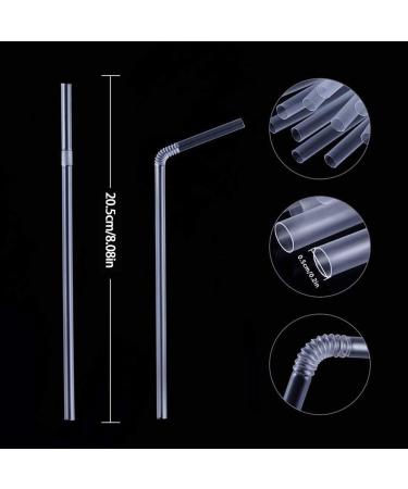 100-Pack Plastic Straws Clear Flexible Drinking Straws Disposable Non-Bendable Plastic Straws - 8" x 0.2"-Clear (100 Bend Straw) - Buy Online on SooperMarket.com
