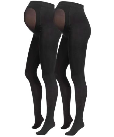 Herzmutter Maternity Tights 80DEN - Opaque Matt - Black Maternity Tights - Set of 1 & 2 - 1300 ML Black | 2x