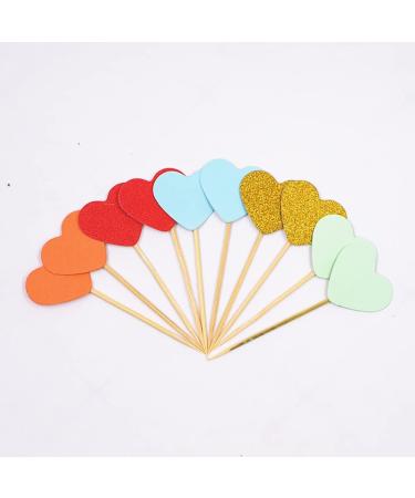 50 Pcs Heart Cupcake Toppers Glitter Sweet Love Cake Toppers Wedding Engagement Cupcake Picks Birthday Valentines Day Cake Decorations for Bridal Shower Red - Buy Online on SooperMarket.com