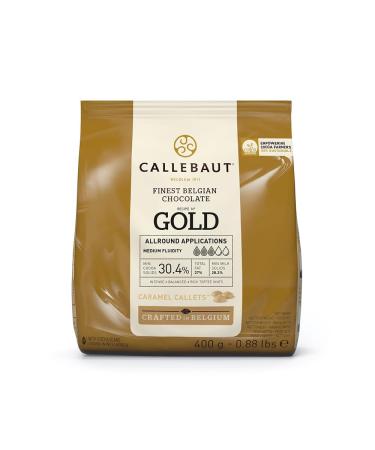 Callebaut Finest Belgian Gold Chocolate with Caramel Couverture Callets 400g 400 g (Pack of 1)