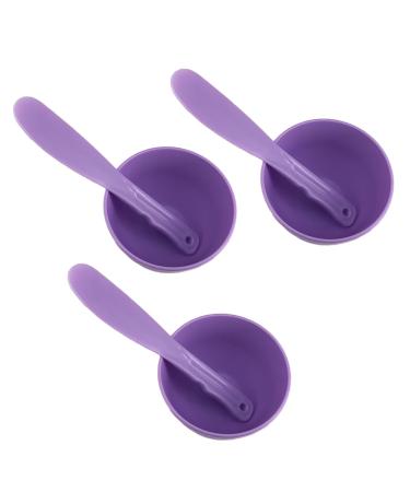 3 Sets Rubber Facial Mask Mixing Bowl With Plastic Spatula Facemask Bowl Mud Mask Mixing Bowl DIY Skin Care Mixing Tool Kit for Lady Women Home Beauty Salon Use Purple