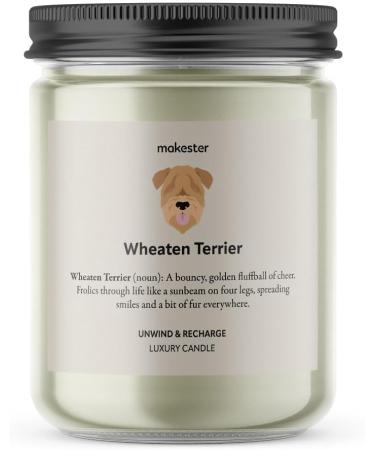Wheaten Terrier Candle - 220g Soy Wax with Vanilla Jasmine & Almond - Dog Gift by Makester - Buy Online on SooperMarket.com
