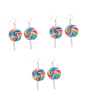 PACKOVE 8 Pcs Rainbow Lollipop Earrings Cute Earrings Earings for Women Earrings Kids Girls Earrings Ornament Earrings for Women Kid Earrings Ear Decorations Dangle Clay Child Ice Cream 3X5.3CMx3pcs Assorted Color 1x3pcs