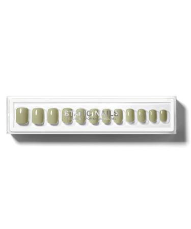 Static Nails Reusable Pop-On Manicure Set Non-Damaging Glue-On Nails (Olive Square) - False Nails with Static Nail Glue Nail Set Fake Acrylic Press On Nails