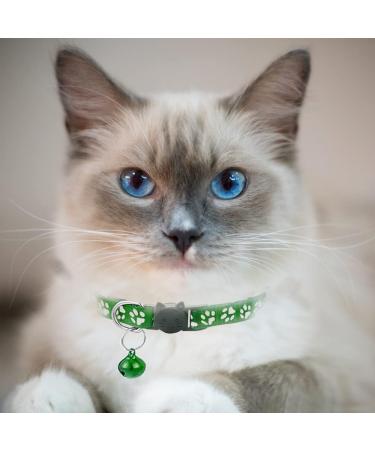 Hepplly 2-Pack Dark Green Cat Collars - Quick Release Reflective Kitten Collars with Bell for Safe & Stylish Outdoor Adventure - Buy Online on SooperMarket.com