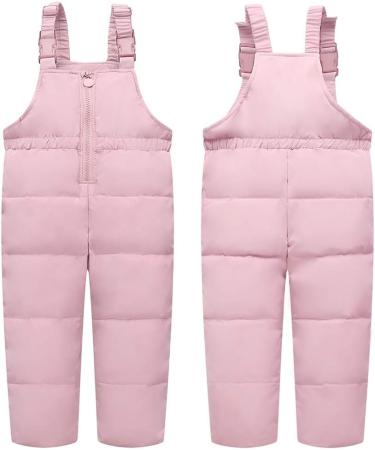 Kids Winter Puffer Jacket and Snow Bib Pants 2-Piece Snowsuit Set | Hooded Down Coat & Snow Pants Outfits | 4-5 Years - Pink - Buy Online on SooperMarket.com