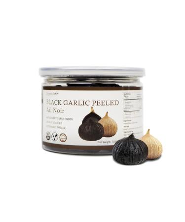 Black Garlic Peeled Whole Peeled Black Garlic Cloves Fermented for 90 Days High in Antioxidants Ready to Eat Non-GMO 7.05 Oz