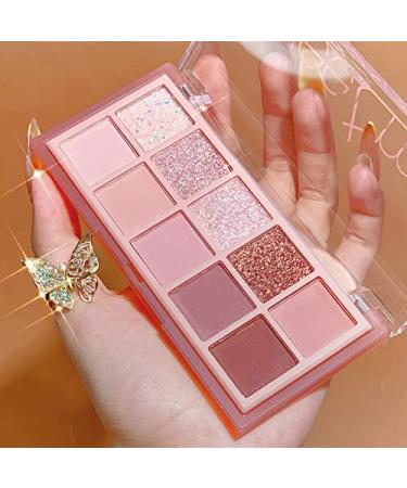 Go Ho 10 Colors Eyeshadow Palette - Matte & Glitter Makeup, Pink Eye Shadow Shades - Waterproof High Pigment Formula - Rose Pink Style - Buy Online on SooperMarket.com