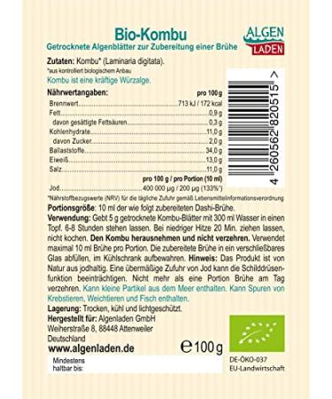 Algae Shop Bio Kombu Leaves - 100g | Edible Atlantic Algae for Dashi | Vegan & Raw Food - Buy Online on SooperMarket.com