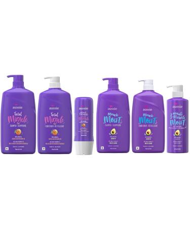 Aussie Total Miracle Shampoo Conditioner 3 Minute Miracle Treatment + Miracle Moist Shampoo and Conditioner Bundle