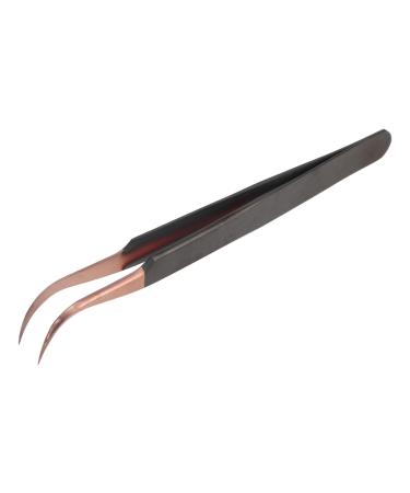 Stainless Steel Tweezers Eyelash Extension Tweezers False Eyelash Extension Tweezers Rose Gold (Curved Tweezers)