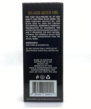 Black Seed Oil | Pure Virgin Black Cumin Seed Oil (Nigella Sativa) Kalonji | Cold Pressed Unrefined | Liquid 60ml - Buy Online on SooperMarket.com