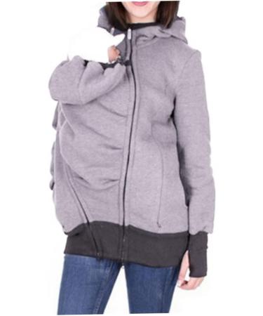 SouiWuzi Baby Carrier Hoodie Maternity Kangaroo Jacket Coat Sweatshirt - Gray - Buy Online on SooperMarket.com
