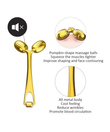 Winyoung Gold Metal Face Roller & Gua Sha Massage Set for Face, Neck, Eyes & Body - Facial Skin Care Tool for Eye Treatment - Buy Online on SooperMarket.com