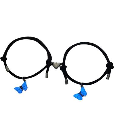 Bestvisse Set of 2 Luminous Butterfly Charm Bracelets Glow In The Dark Wristchains Magnetic Couple Jewelry for Men and Women - Buy Online on SooperMarket.com