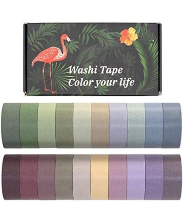 MOOKER 20 Rolls Washi Tape Set, Colored Masking Tape, Decorative Nature Colored Tapes for Arts, DIY Crafts, Bullet Journals, Scrapbooking - 15mm Wide