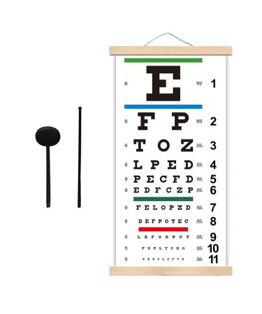 Snellen Eye Chart Eye Charts for Eye Exams 20 Feet with Wooden Frame 11x22 Inches Canvas Low Vision Eye Test Wall Chart with Eye Occluder Hand Pointer for Kids Gifts (20 Feet Test Distance) 11.00 x 22.00