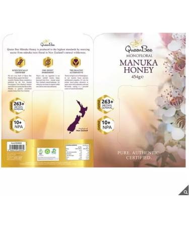 Queen Bee Manuka Honey - 263+ MGO - 100% Certified Manuka Honey - Monofloral - Product of New Zealand - 454g - Buy Online on SooperMarket.com