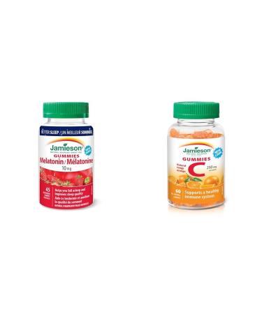 Jamieson Melatonin Gummies NEW 45 Gummies & Vitamin C Gummies 60 Gummies Nutritional Supplement + Vitamin C Gummies