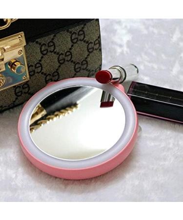 5200MAh Portable Mini Mobile Power Portable Mirror Wireless USB Charging with LED Lighting Mini Vanity Mirror Travel Sensing Lighting-Pink - Buy Online on SooperMarket.com