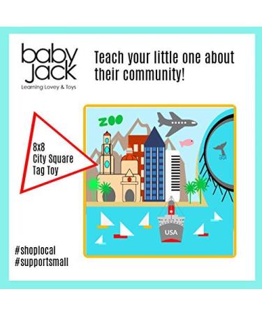 Baby Jack & Co 8x8 Learning Lovey San Diego California Tag Toy | USA Cities & Shapes | Soft & Safe Crinkle Toy for Babies | BPA-Free with Stroller Clip - Buy Online on SooperMarket.com
