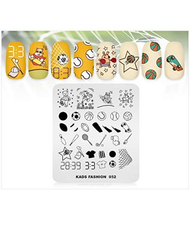 Fashion Sports Nail Stamping Plate - Football Soccer Baseball & Hockey Nail Art Template - Multi-Pattern Design for Unique Nail Designs - Buy Online on SooperMarket.com