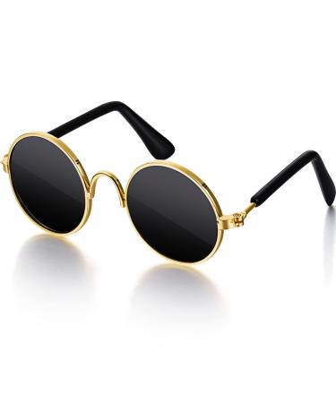 Dog Sunglasses Retro Pet Glasses Doll Glasses Classic Round Dog Glasses Metal Cat Puppy Eye Wear Hippie Costumes for Cats and Dogs, Photos Props Cosplay Party Costume Accessories, Black