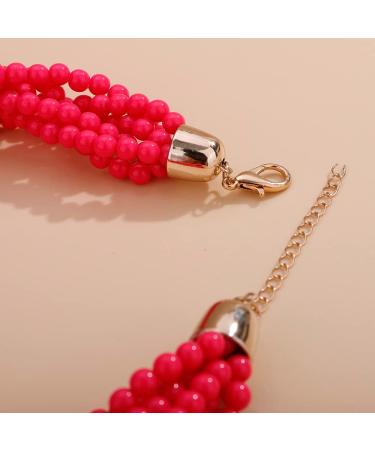 Shop Wiwpar Simulated Pearl Cluster Necklace Set | Multi Strand Twisted Pearl Jewelry - Pink Statement Bib Collar - Buy Online on SooperMarket.com