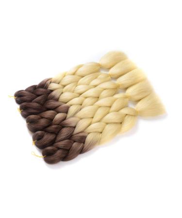 Buy Showjarlly Jumbo Braid Art Hair Extensions - 24 Inch Ombre KanCalon Hair Braid 5 Pack for Crochet Twists & Box Braids in Brown/Creamy White - International Shipping Available - Buy Online on SooperMarket.com