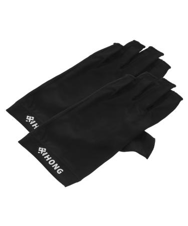 Sosoport 1 Pair touch screen mittens summer beach Dryer fingerless Miss gloves touchscreen gloves UV hand protection gloves for nails fabric protection UV gloves for gel nails 19.5x8cm Black