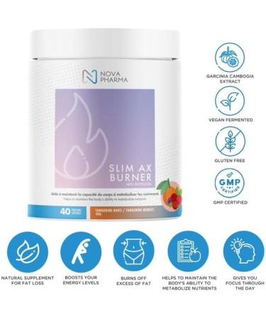 Nova Pharma Pre Workout Powder - Garcinia Cambogia - L Carnitine Supplement - Chromium Supplement - 40 Servings (Tangerine & berries) - Buy Online on SooperMarket.com