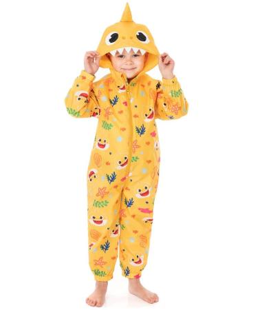Baby Shark Kids Puddle Suit | Yellow All In One Rain Coat For Boys & Girls | Shark Family Song All Over Print | Long Sleeve with Cuffs Play Walking Jacket | Merchandise Gift for Kids & Toddlers 3-4 Years