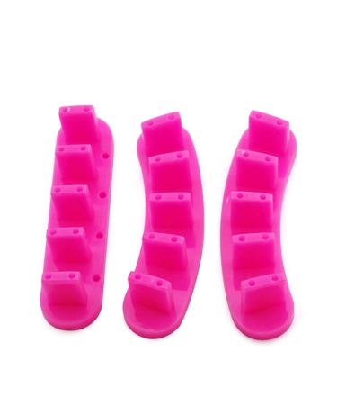 Rolabling 3pcs Nail Art Tips Practice Display Stand Tool for Gel Nail Polish DIY Nail Training Fingernail Display DIY Manicure Tool With 10 pcs False Nail Tips(Rose)
