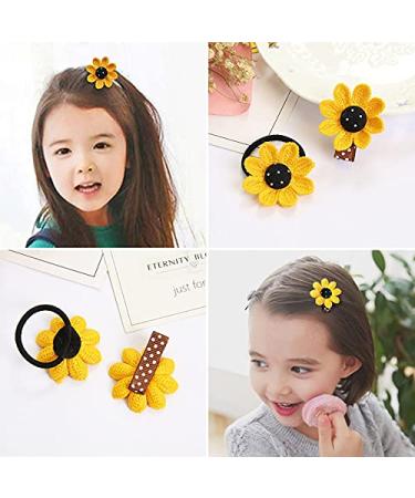 Sunflower Hair Clip Set for Girls - Mini Rubber Bands and Alligator Clips for Kids - Buy Online on SooperMarket.com