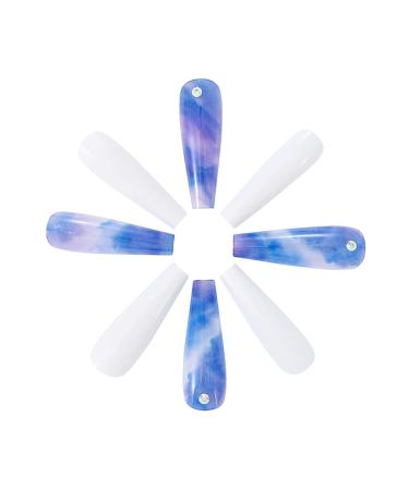 Brishow Artificial Long Press-On Ballerina Nails - 24pcs Purple & White Acrylic Stick-On Nails for Women & Girls - Full Cover Hair Coloring - Buy Online on SooperMarket.com